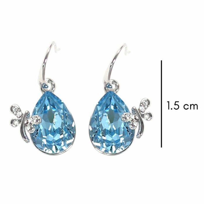 Mayfer,Set de Collar y Aretes modelo de gota y libelula - Azul - Imagen 2