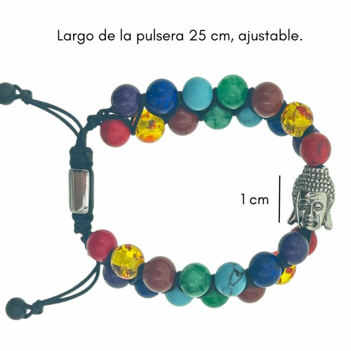 Mayfer Homme,Pulsera de piedra natural para   con diseño de los colores representativos de los 7 chakras y dije de buda - Imagen 2