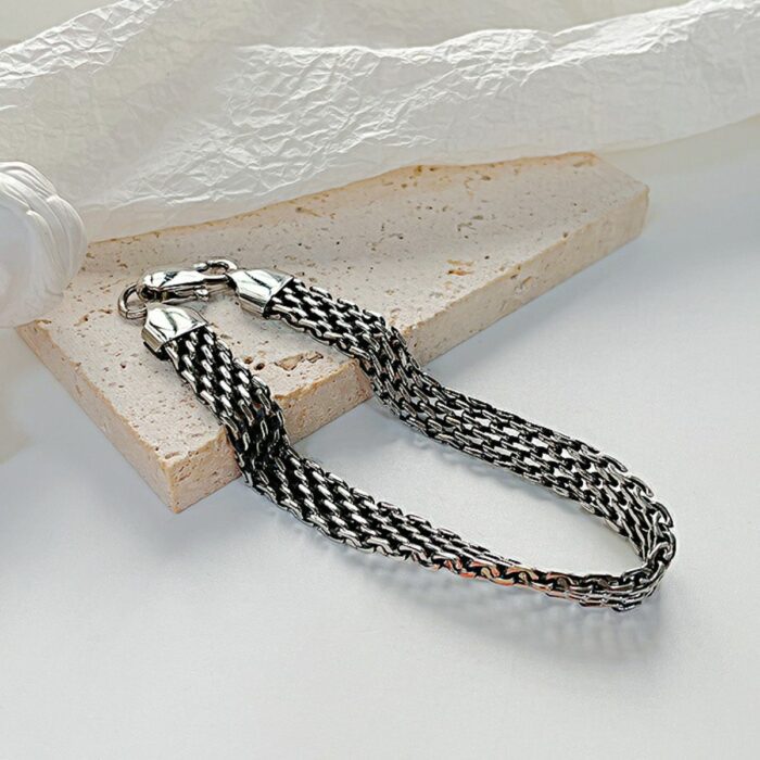 Mayfer Homme, Pulsera para   de acero inoxidable en color plateado con diseño de trenzado grueso. - Imagen 6