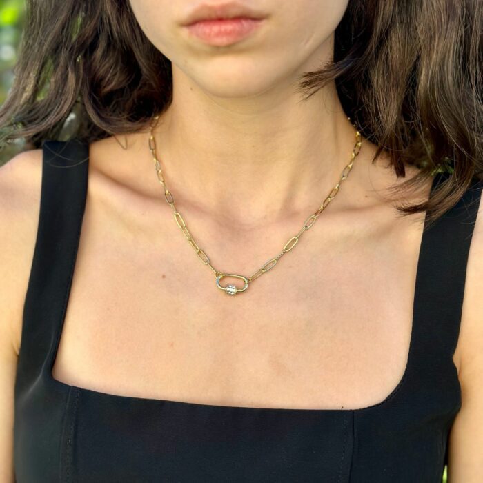 Mayfer,Collar con dije de eslabón para charms - Dorado - Imagen 4