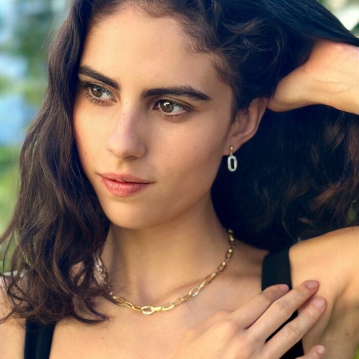Mayfer,Aretes modelo eslabón pequeño - Dorado - Imagen 4