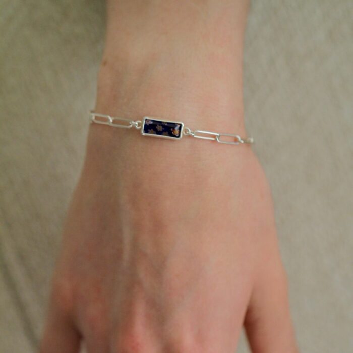 Mayfer,Pulsera de eslabones de plata 925  y cristal murano - Azul - Imagen 4