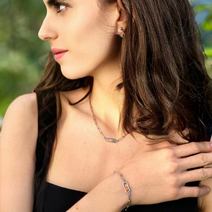 Mayfer,Collar eslabones de plata 925  y cristal murano- Multicolor - Imagen 4