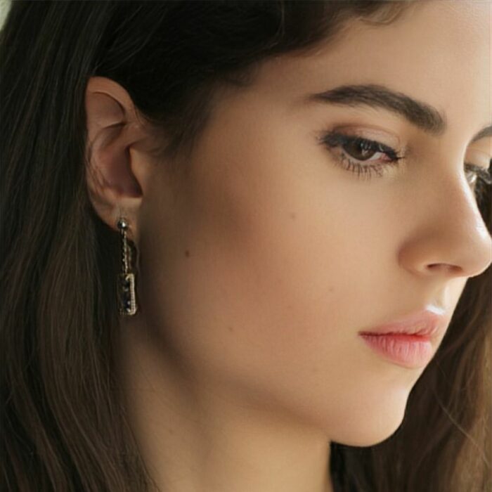 Mayfer,Aretes largos de cristal murano de plata 925 - Azul - Imagen 4