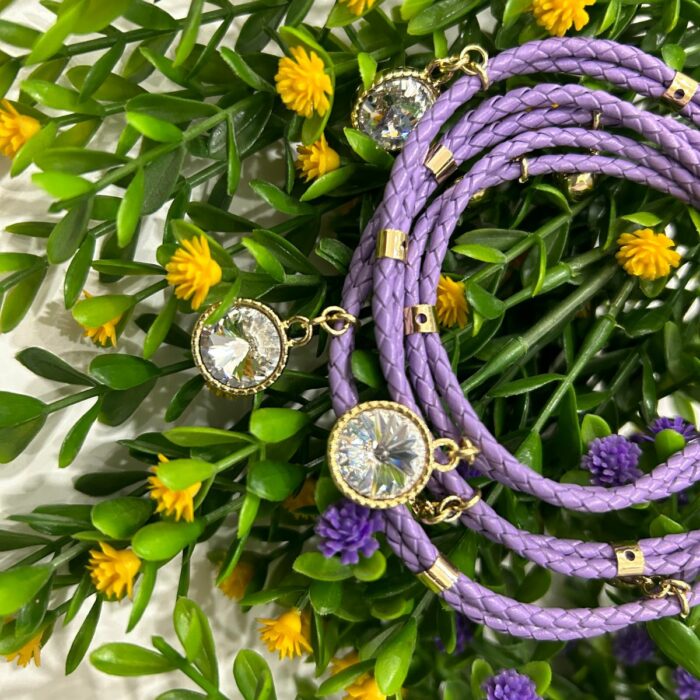 Mayfer, Pulsera de piel  modelo Praga - Morado y Dorado - Imagen 5
