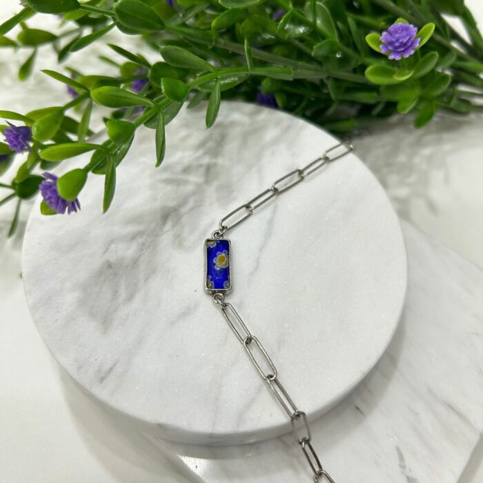 Mayfer,Pulsera de eslabones de plata 925  y cristal murano - Azul - Imagen 5
