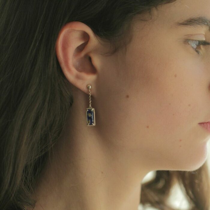 Mayfer,Aretes largos de cristal murano de plata 925 - Azul - Imagen 5