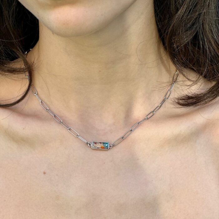 Mayfer,Collar eslabones de plata 925  y cristal murano- Multicolor - Imagen 6