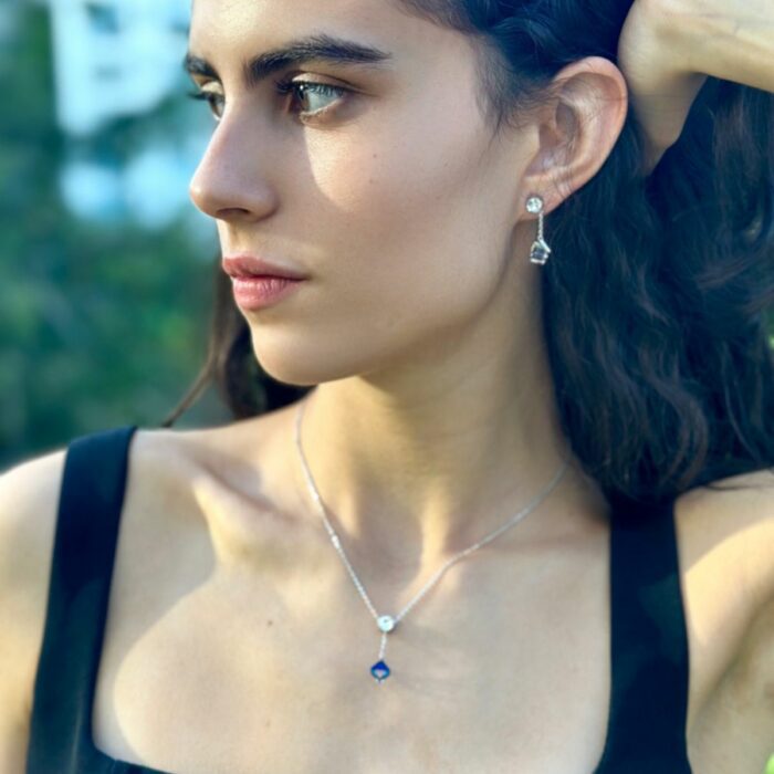Mayfer,Set de Collar y Aretes modelo de cubos - Tornasol - Imagen 6