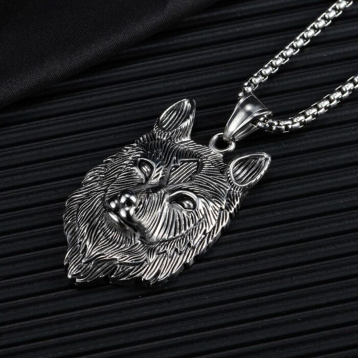 Mayfer Homme,Cadena con dije de acero inoxidable para   con diseño de lobo, en color plateado. - Imagen 6