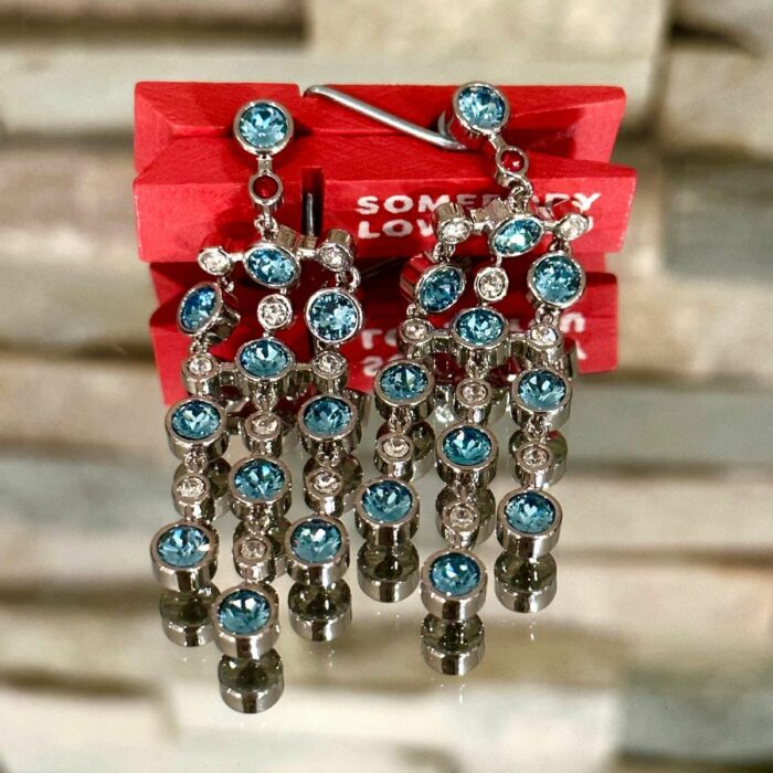 Mayfer,Aretes largos modelo candelabro - Aqua - Imagen 7