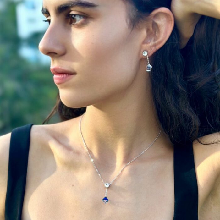 Mayfer,Set de Collar y Aretes modelo de cubos - Tornasol - Imagen 8