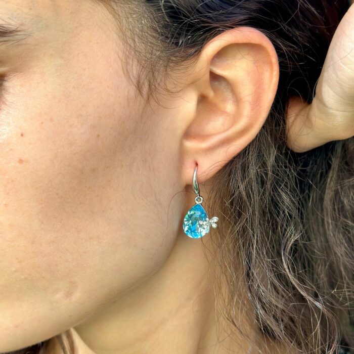 Mayfer,Set de Collar y Aretes modelo de gota y libelula - Azul - Imagen 9