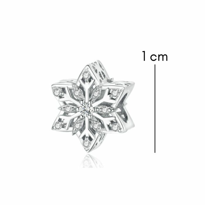 Mayfer,Elegante Charm de plata .925 con diseño Navideño de Copo de Nieve decorado con finos cristales, perfecto para Pulsera y/o cadena. - Imagen 4