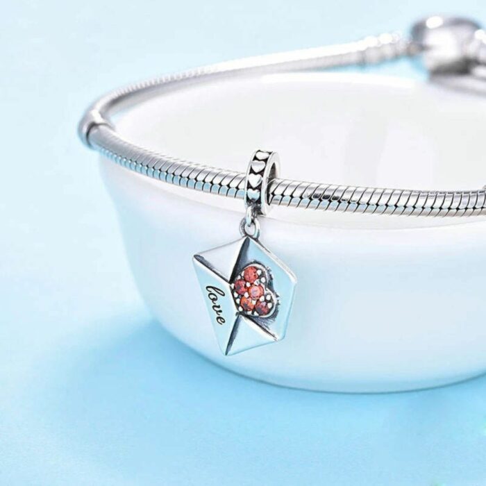Mayfer, Dije, charm de plata 925 para Pulsera y/o cadena en forma de sobre de carta de amor - Imagen 2