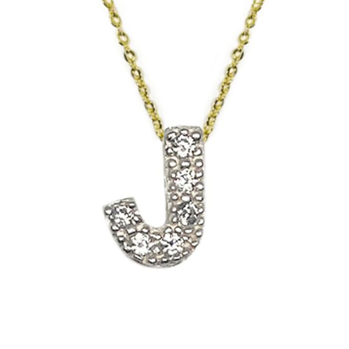 Mayfer, Inicial "J" de Plata .925 decorada con pequeñas Circonias.