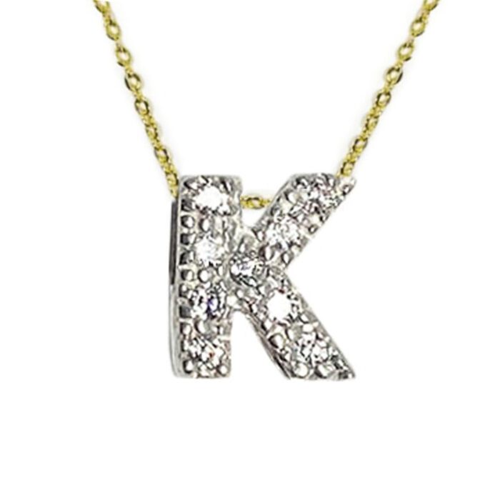 Mayfer, Inicial "K" de Plata .925 decorada con pequeñas Circonias.