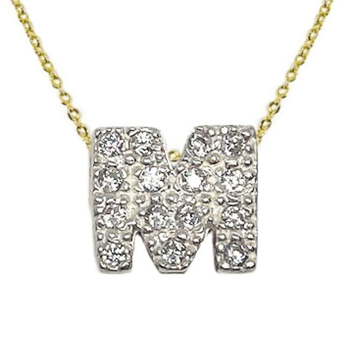 Mayfer, Inicial "M" de Plata .925 decorada con pequeñas Circonias.
