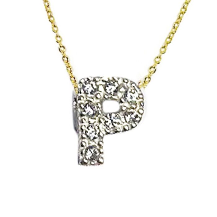 Mayfer, Inicial "P" de Plata .925 decorada con pequeñas Circonias.