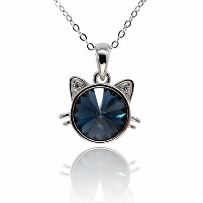 Mayfer,Collar con dije  diseño de gatito azul
