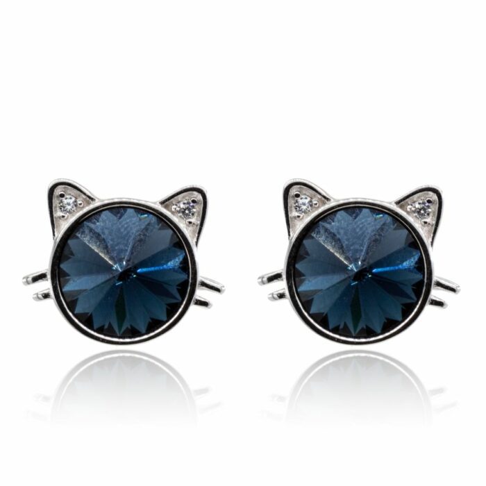 Mayfer,Aretes de tipo broquel con diseño de gatito azul