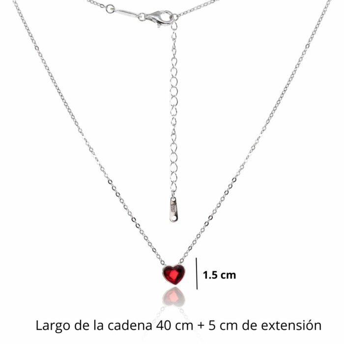 Mayfer, Cadena con dije corazón de cristal austriaco rojo, plata 925 - Imagen 3