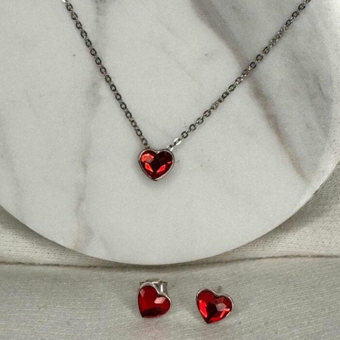 Mayfer, Cadena con dije corazón de cristal austriaco rojo, plata 925 - Imagen 2