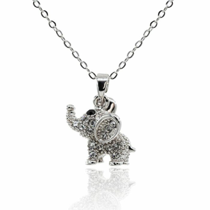 Mayfer, Cadena con dije de elefante trompa arriba de cristal austriaco - Imagen 2