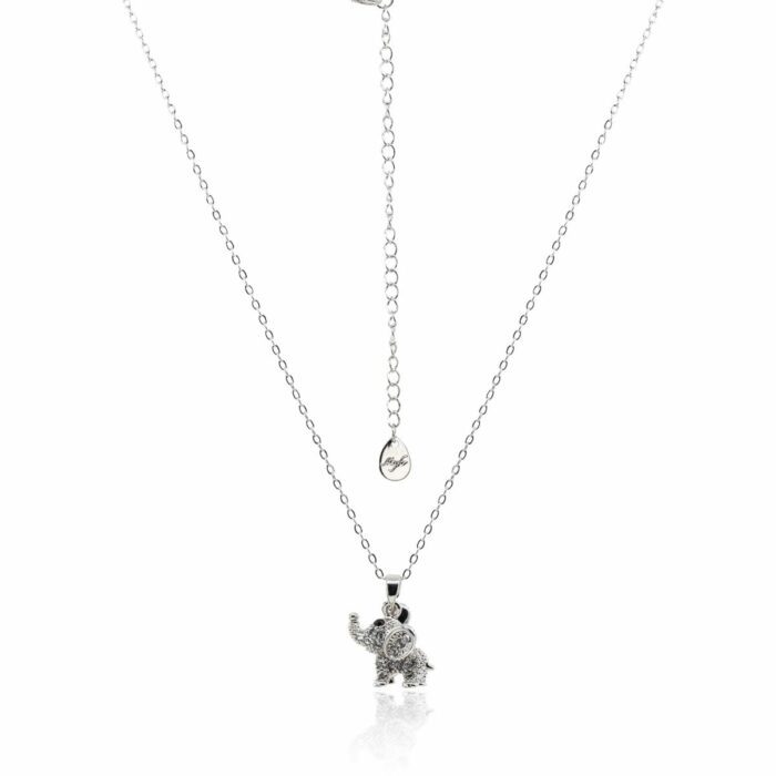 Mayfer, Cadena con dije de elefante trompa arriba de cristal austriaco