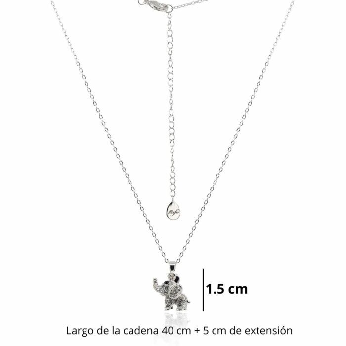Mayfer, Cadena con dije de elefante trompa arriba de cristal austriaco - Imagen 3