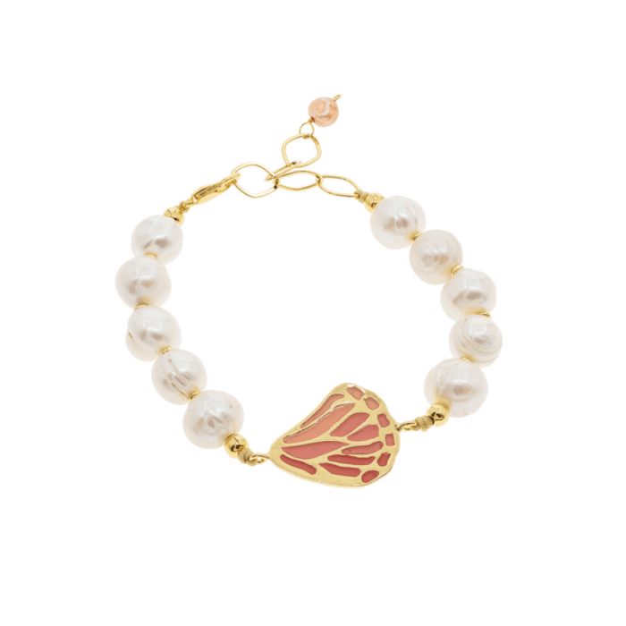 Mayfer, Pulsera de perla de río con dije de  ala de mariposa