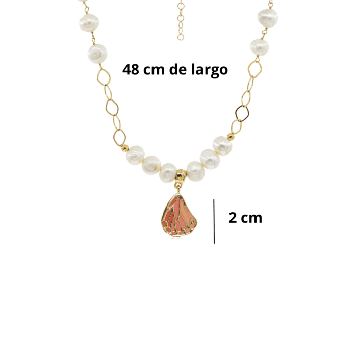 Mayfer, Collar largo con diseño de Ala de mariposa color Durazno - Imagen 4