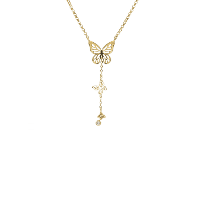 Mayfer, Collar tipo corbatin  con diseño de 3 mariposas - Imagen 2