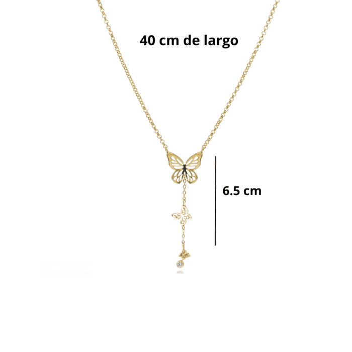 Mayfer, Collar tipo corbatin  con diseño de 3 mariposas - Imagen 3