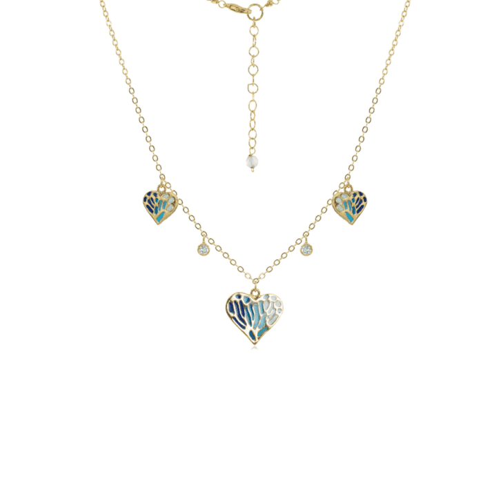 Mayfer, Collar con dijes de corazones en tonos azules - Imagen 2