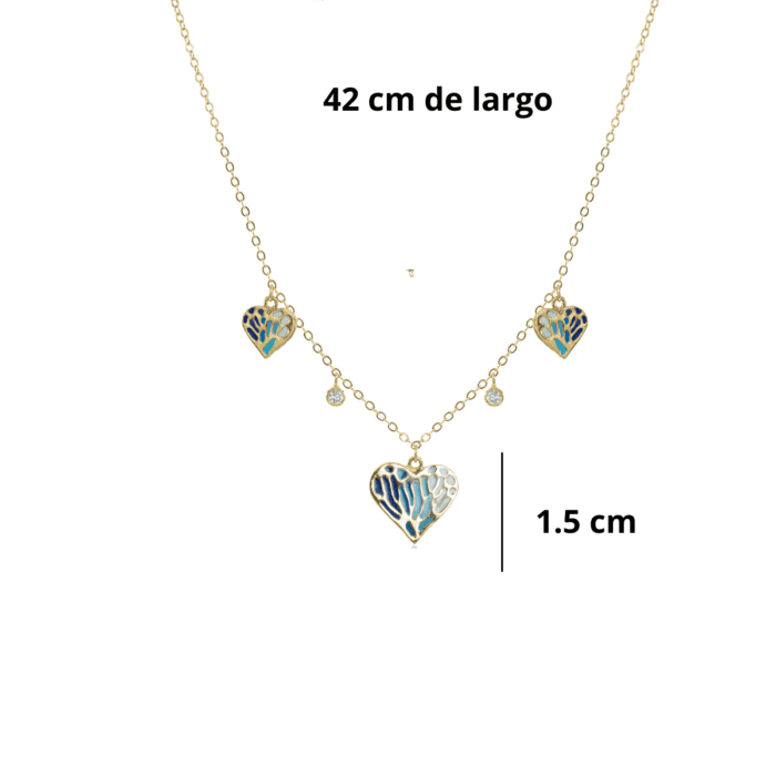 Mayfer, Collar con dijes de corazones en tonos azules - Imagen 4