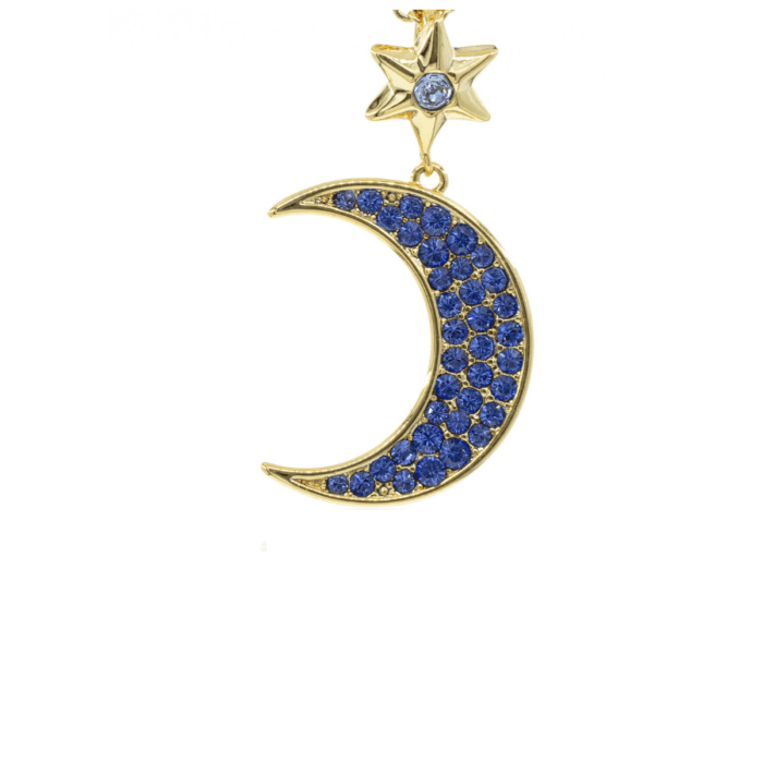 Mayfer, Collar con dije de luna en color azúl y dorado - Imagen 5