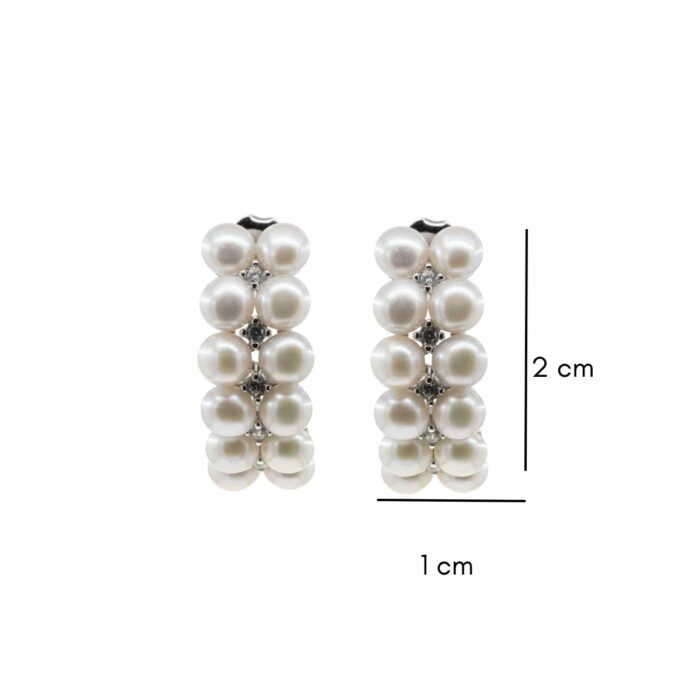 Mayfer,Aretes de plata .925 modelo de  doble perla- Plateado. - Imagen 4