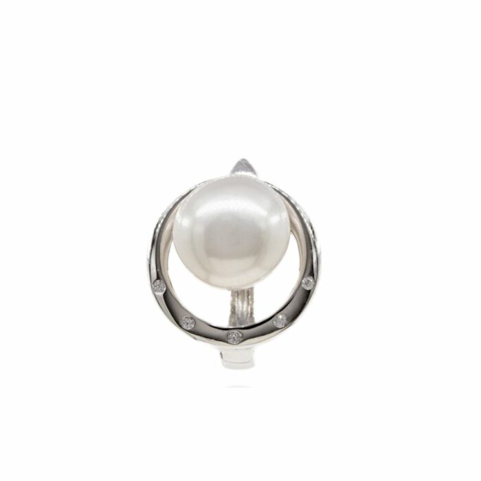 Mayfer,Arete de plata .925 modelo circular con perla de río- Plateado - Imagen 2