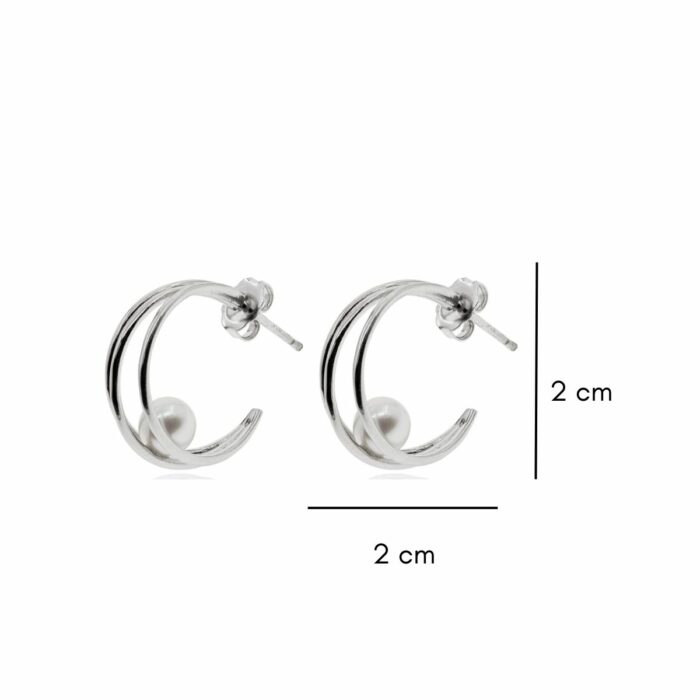 Mayfer,Aretes de plata .925 modelo de  triple perla - Plateado. - Imagen 4