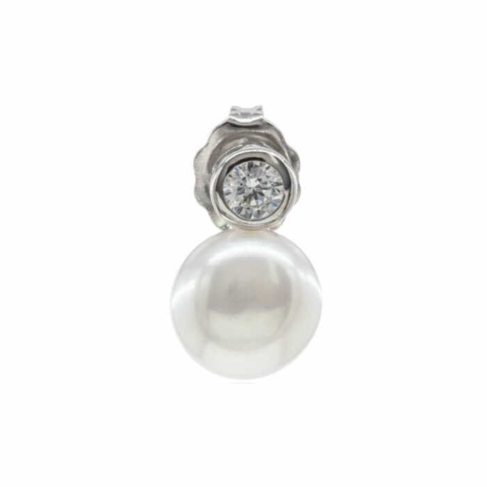 Mayfer,Aretes de plata .925 modelo de gota, perla y circonia- Plateado. - Imagen 2