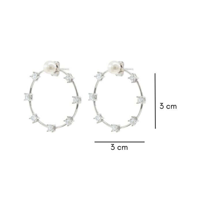 Mayfer,Aretes de plata .925 modelo de aro y circonias- Plateado. - Imagen 4