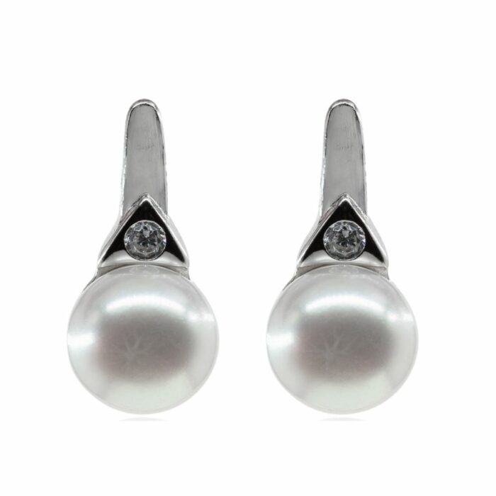 Mayfer,Aretes de plata .925 modelo de perlita- Plateado.