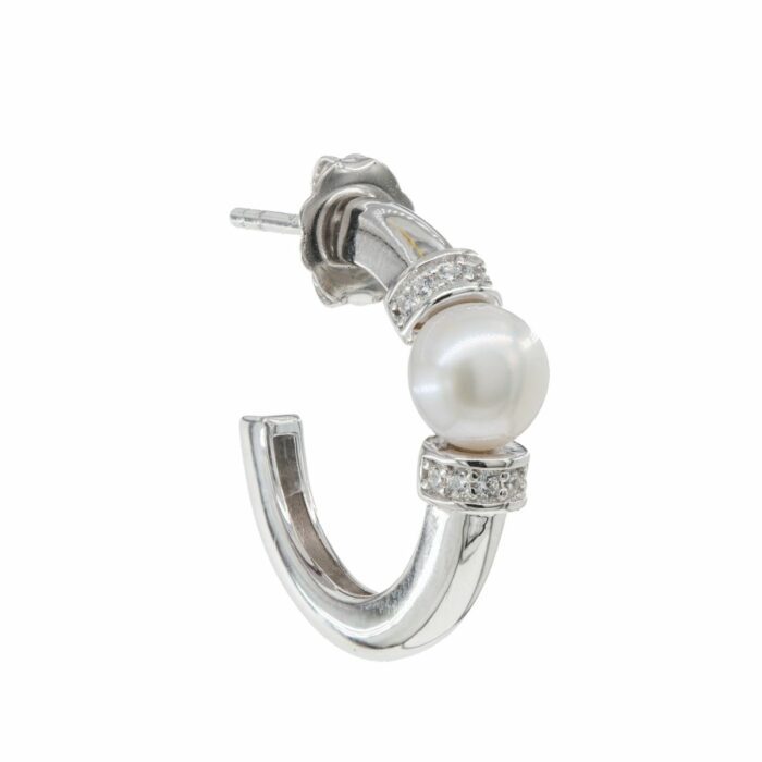 Mayfer, Arracadas de plata .925 modelo de perla y circonias- Plateado. - Imagen 2