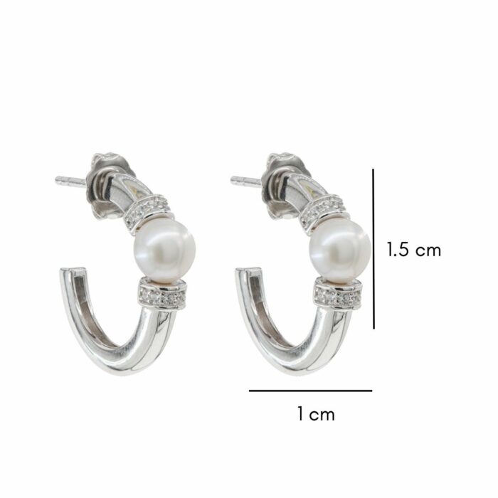 Mayfer, Arracadas de plata .925 modelo de perla y circonias- Plateado. - Imagen 4