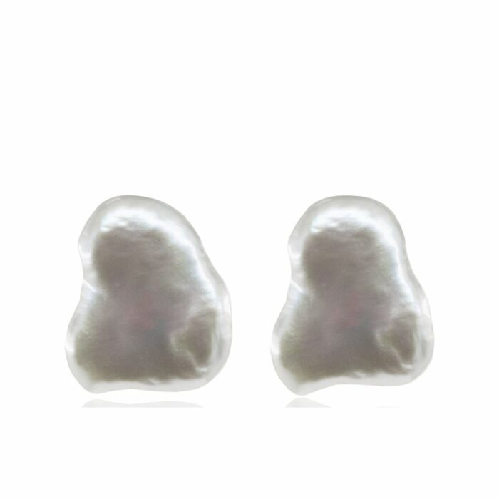 Mayfer,Aretes de plata .925 modelo de perla barroca- Plateado.