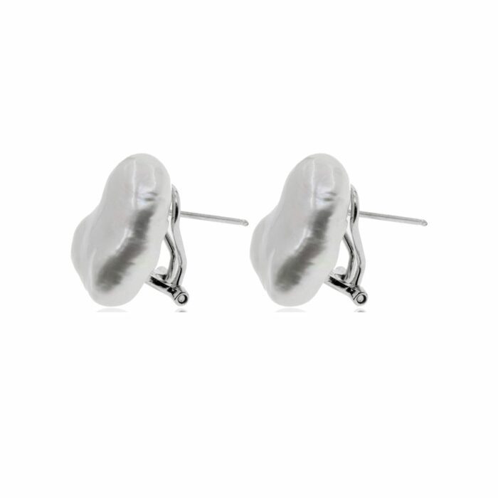 Mayfer,Aretes de plata .925 modelo de perla barroca- Plateado. - Imagen 2