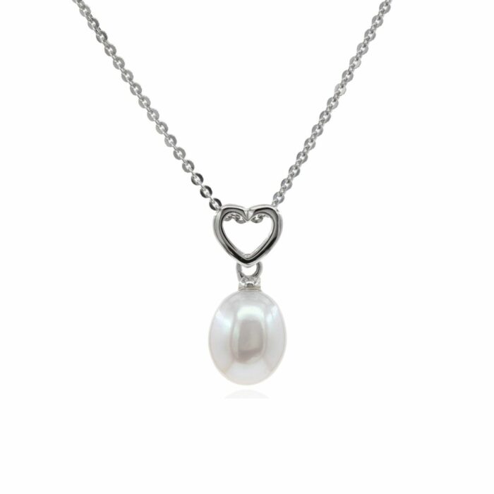 Mayfer,Collar de plata .925 modelo de corazón y perla gota - Plateado. - Imagen 2