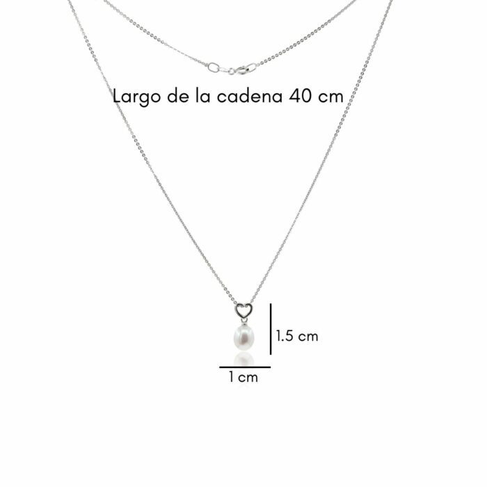 Mayfer,Collar de plata .925 modelo de corazón y perla gota - Plateado. - Imagen 4