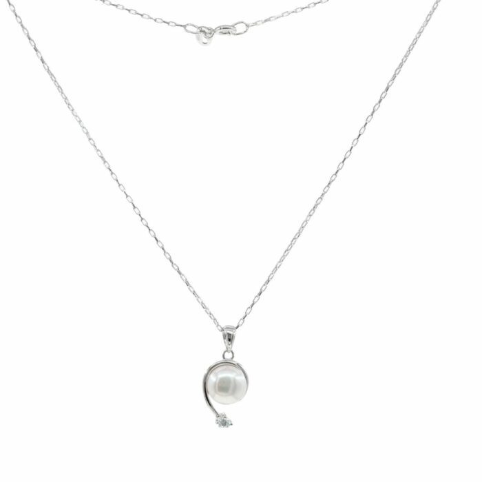Mayfer,Collar de plata .925 modelo de perla en forma de signo de interrogación - Plateado.